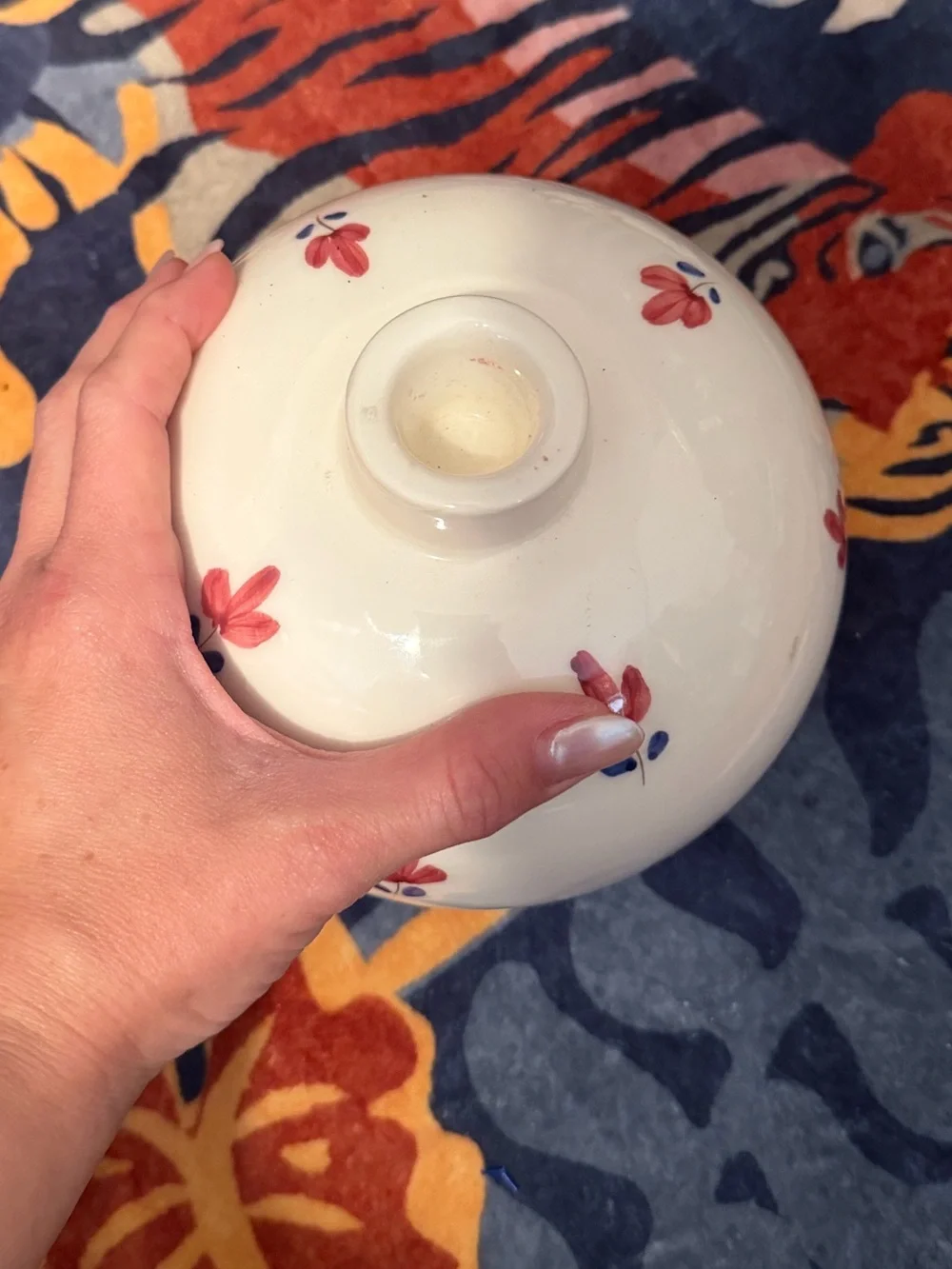 Vintage Hand Painted Ceramic Taper Candle Holder Floral Cottagecore Farmhouse